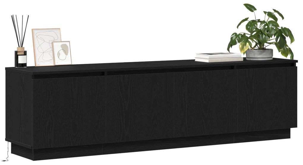 vidaXL Επίπεδο τηλεόρασης με LED Μαύρη Δρυς 180x38x49 εκ. Κατασκευασμένο ξύλο
