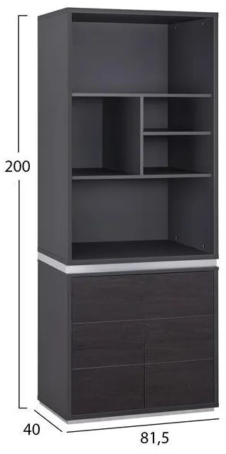 Βιβλιοθήκη γραφείου επαγγελματική C2090 Rosewood 81,5x40x200Υ εκ. 81.5x40x200 εκ.