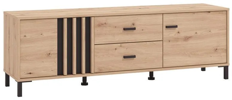 Έπιπλο Τηλεόρασης Laval 157 3K2F2V Artisan Oak - Μαύρο 157x40x52 εκ. 157x40x52 εκ.