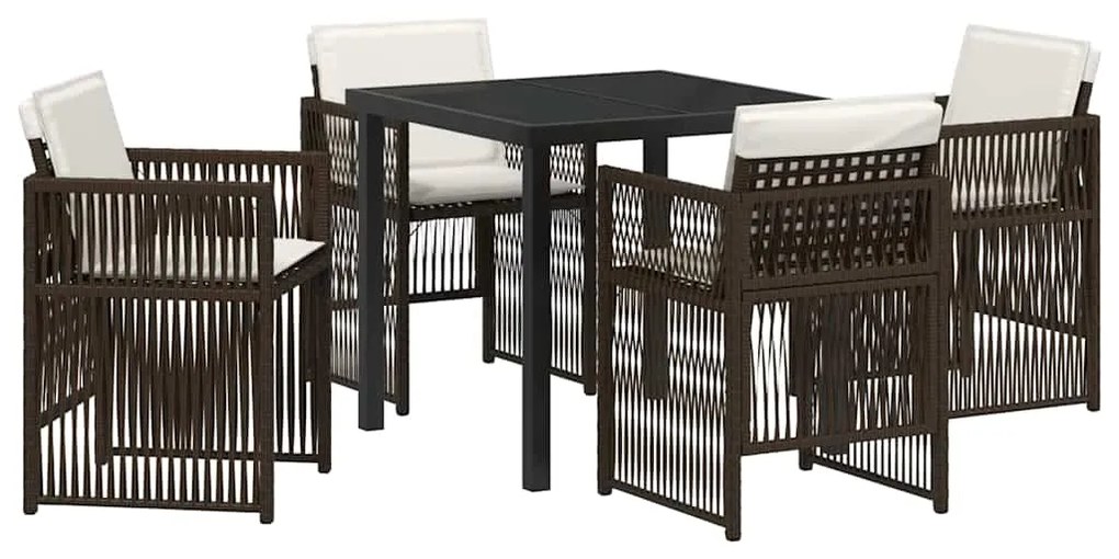 vidaXL Σέτ φαγητού για κήπο 5 pcs Καφέ Πολυ ράταν