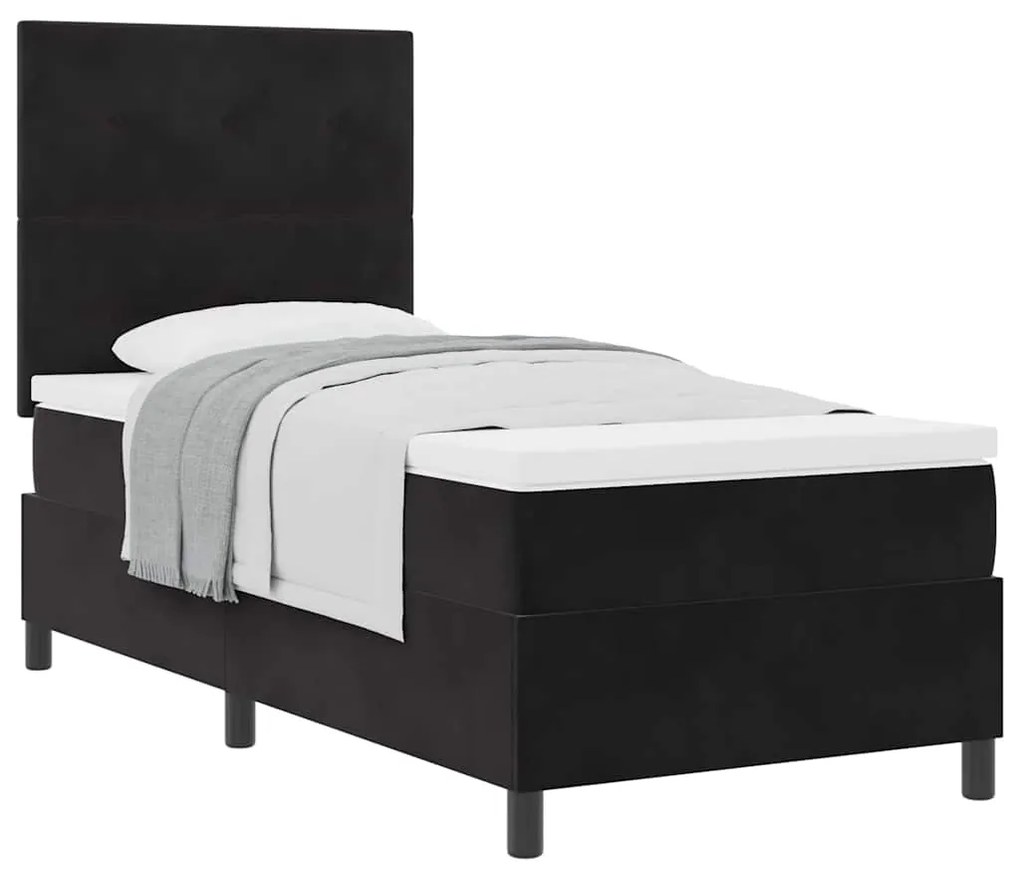 vidaXL Κρεβάτι με ελατήρια με στρώμα Μαύρο 80 x 200 cm Βελούδο