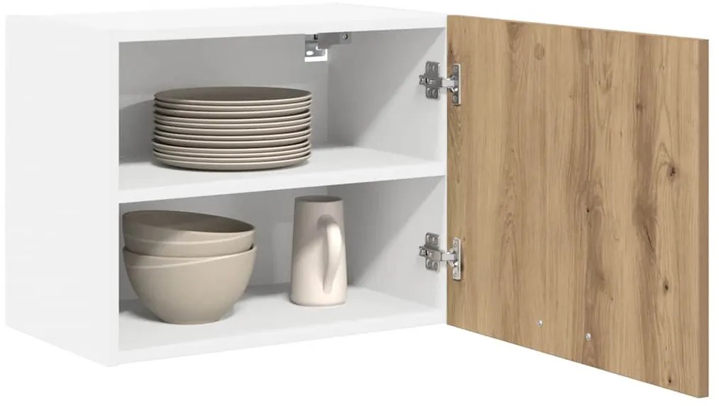 vidaXL Κρεμαστό ντουλάπι με αποθήκευση Riga Χειροποίητη Δρυς και Λευκό