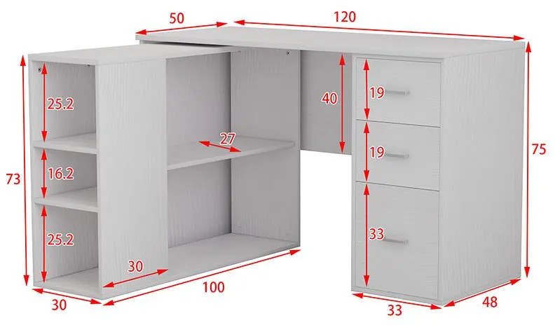 Γραφείο γωνιακό Polina φυσικό 120x100x75εκ 120x100x75 εκ.