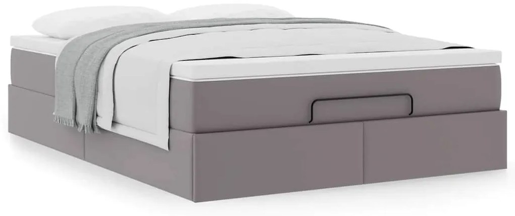 vidaXL Οθωμανικό κρεβάτι με στρώμα Γκρι 140x200cm Faux Leather