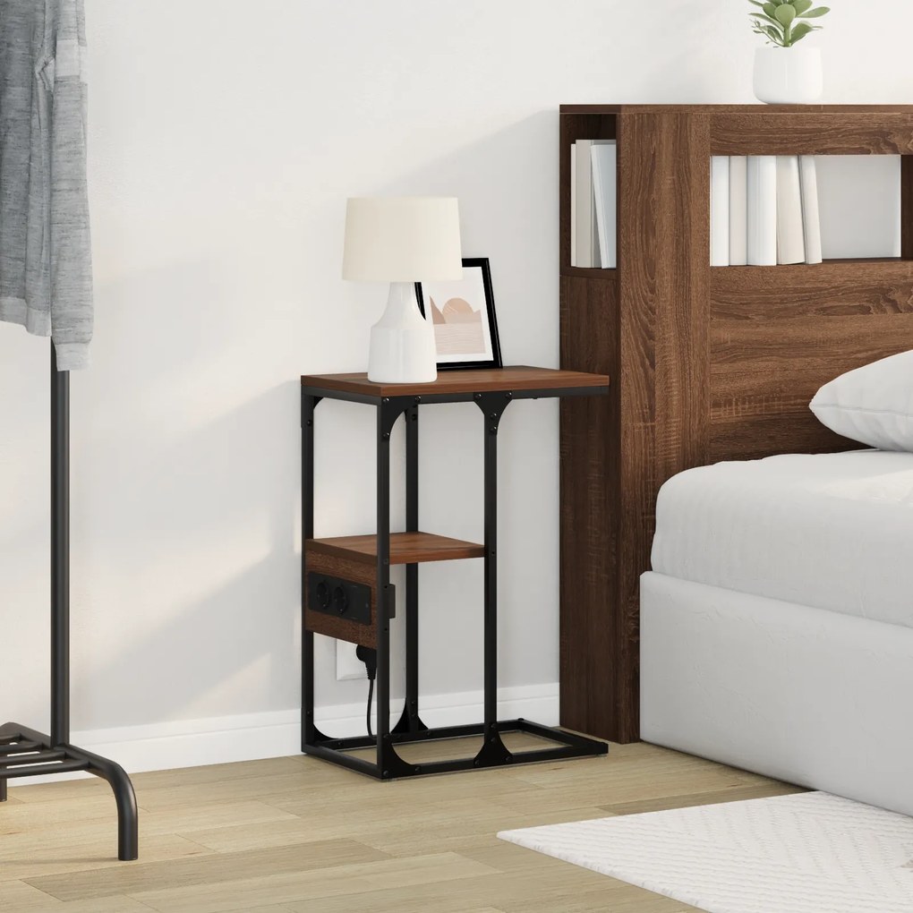vidaXL Κομοδίνο Καφέ δρυς 41.5 x 26 x 60.5 εκ Επεξεργασμένο ξύλο