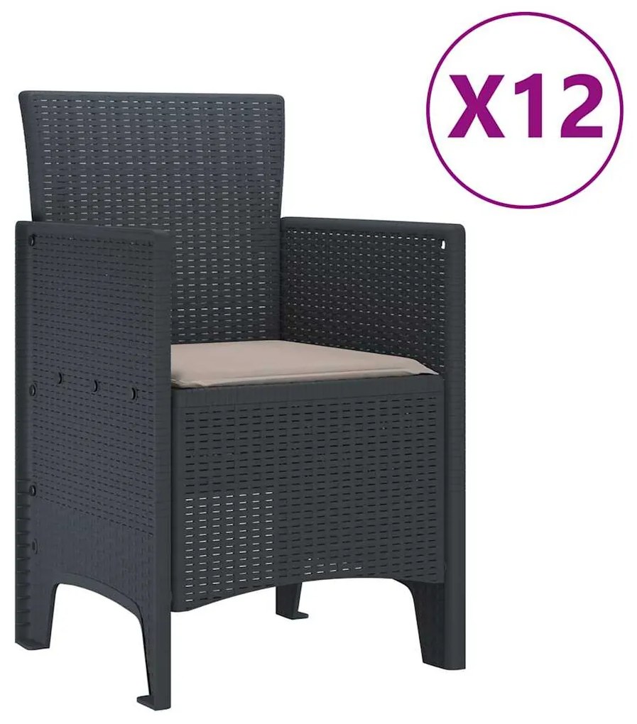 vidaXL Σέτ φαγητού για κήπο 13 pcs Ανθρακί Rattan Polt
