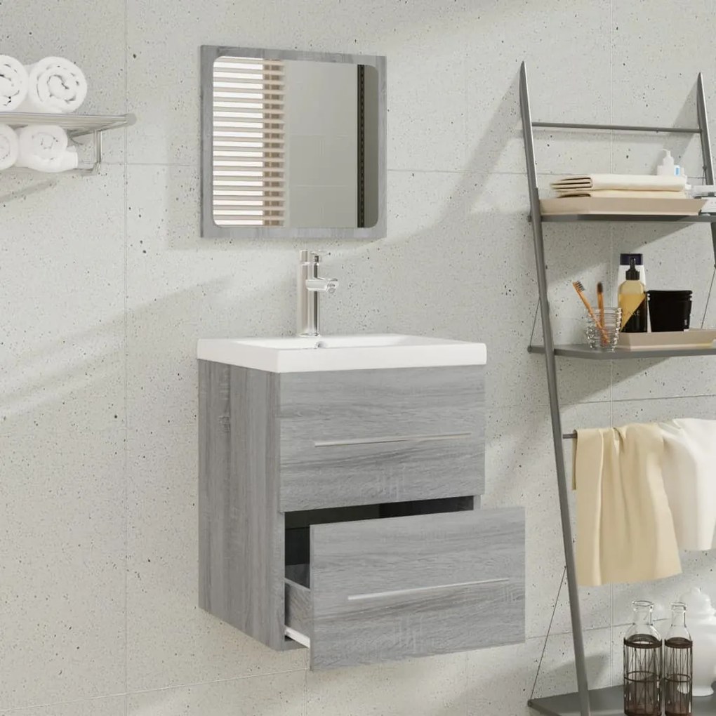 vidaXL Ντουλάπι Μπάνιου με Νιπτήρα Γκρι Sonoma από Επεξεργασμένο Ξύλο