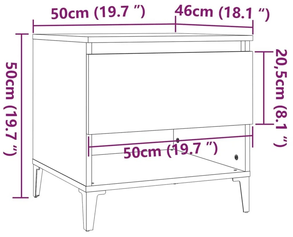 Βοηθητικά Τραπέζια 2 τεμ. Μαύρα 50x46x50 εκ. Επεξεργασμένο Ξύλο - Μαύρο