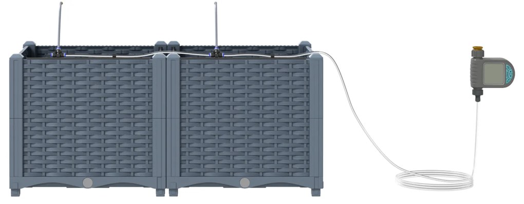 vidaXL Γλάστρες Κήπου 1 τεμ Ανοιχτό γκρι 80 x 40 x 37.5 cm Πλαστικό