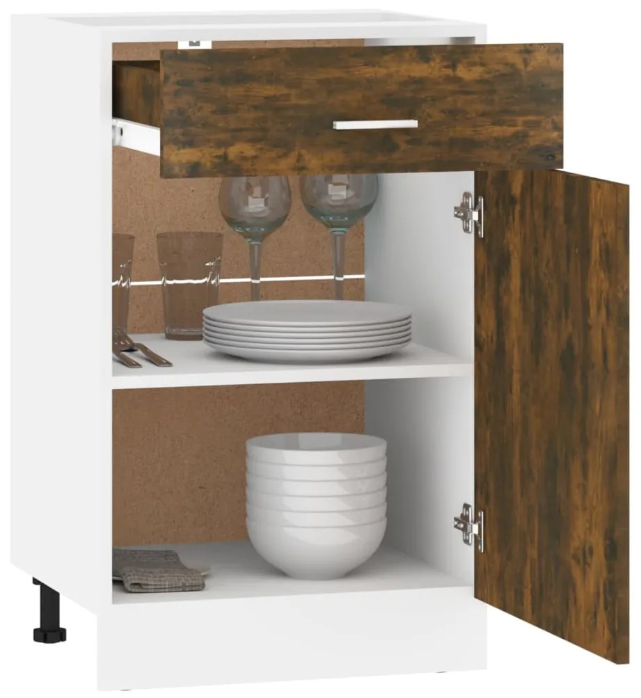 vidaXL Ντουλάπι με Συρτάρια "Lyon" Καπνιστή Δρυς 50x46x81,5 εκ. από Τεχνητό Ξύλο