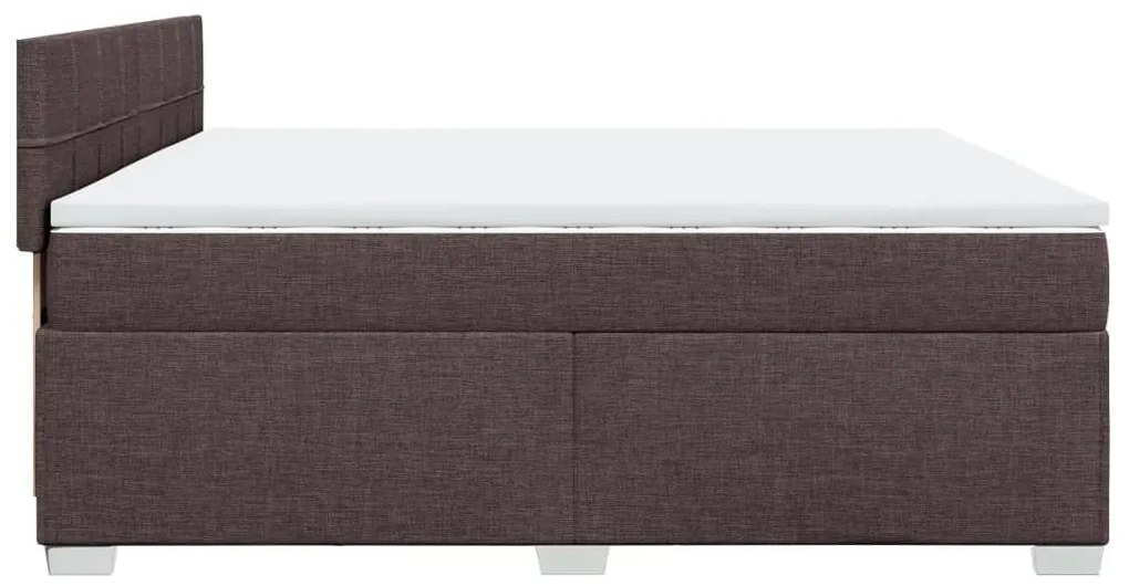 Κρεβάτι Boxspring με Στρώμα Σκούρο Καφέ 200x200 εκ. Υφασμάτινο - Καφέ