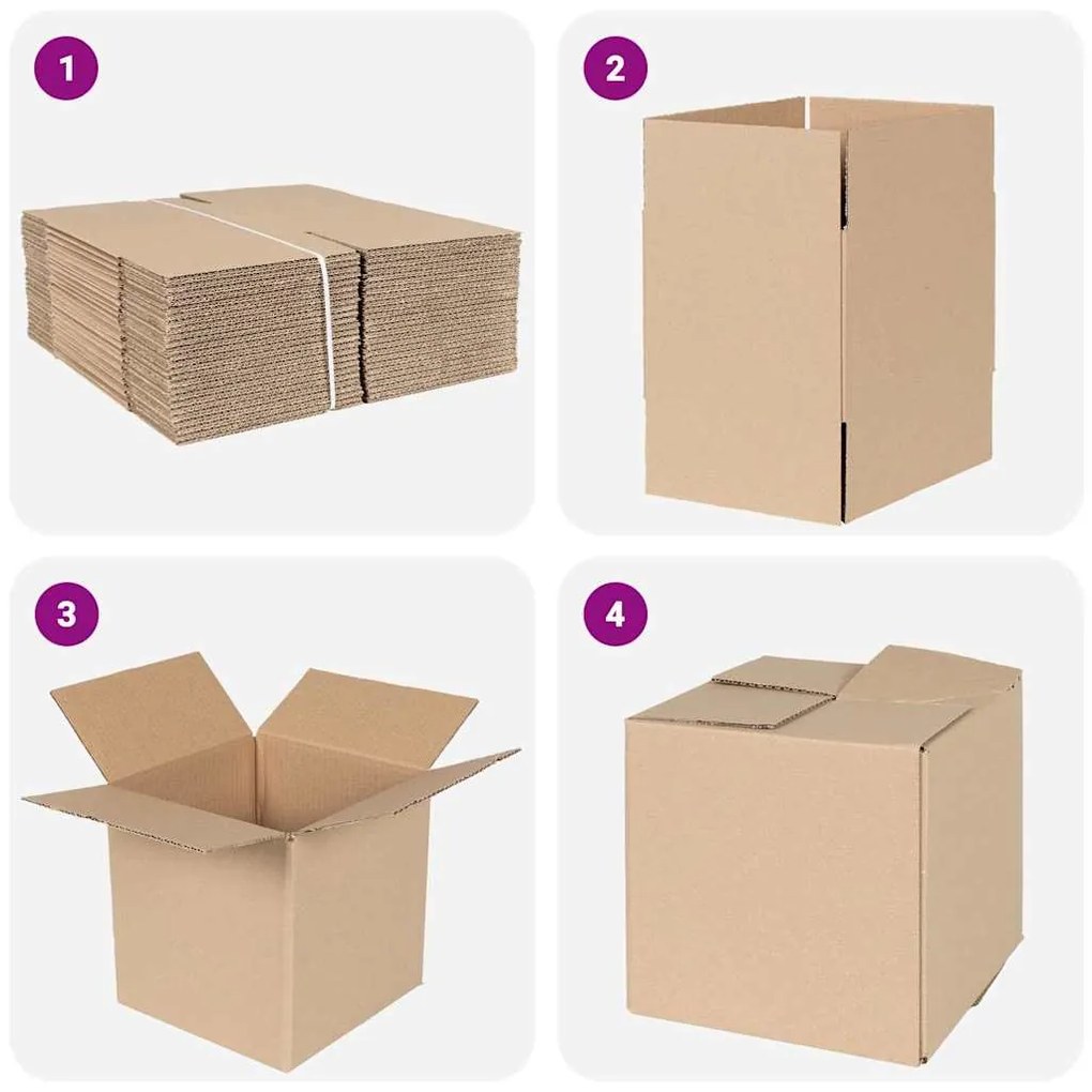 vidaXL Πτυσσόμενο Κουτί 50 pcs Καφέ 20 x 20 x 20 εκ. Χαρτόνι