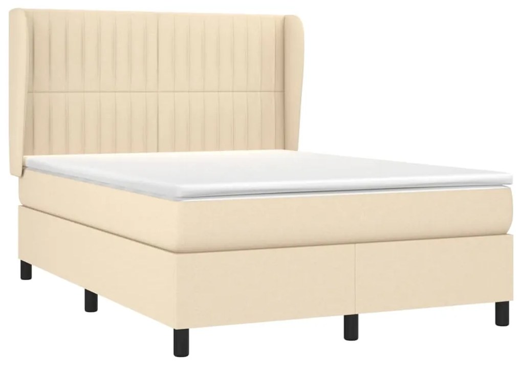 ΚΡΕΒΑΤΙ BOXSPRING ΜΕ ΣΤΡΩΜΑ ΚΡΕΜ 140X190 ΕΚ. ΥΦΑΣΜΑΤΙΝΟ 3128122