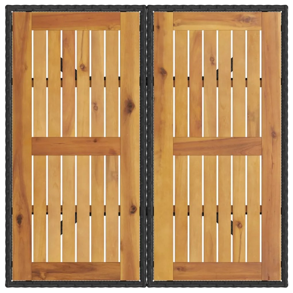 vidaXL Τραπέζι Κήπου Επιφάνεια Ακακίας Μαύρο 80x80x75 εκ. Συνθ. Ρατάν