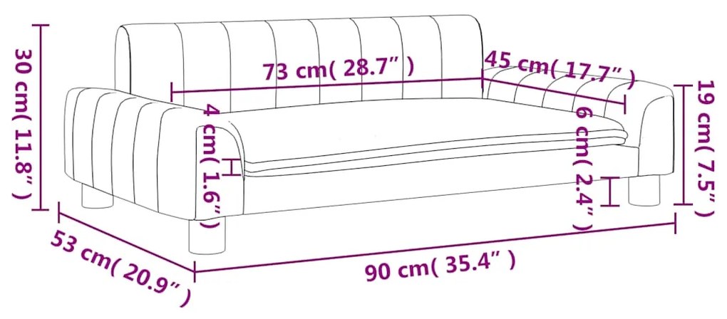 vidaXL Καναπές Παιδικός Μαύρος 90 x 53 x 30 εκ. από Συνθετικό Δέρμα