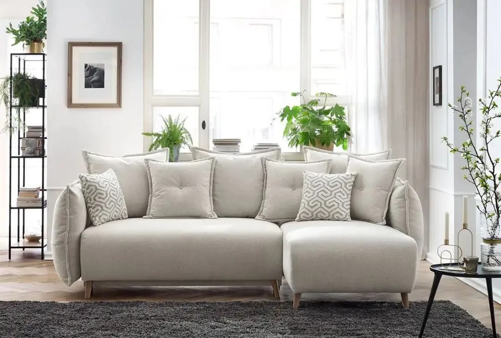 Corner Sofa-Bed Puffy - Cream Cream