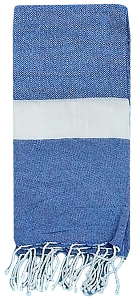 Πετσέτα Θαλάσσης Pestemal Ρόμβοι Λευκή Φάσα ~280g 90x180cm SummerTiempo 623193 Μπλε σκ. 42-3173-DBL