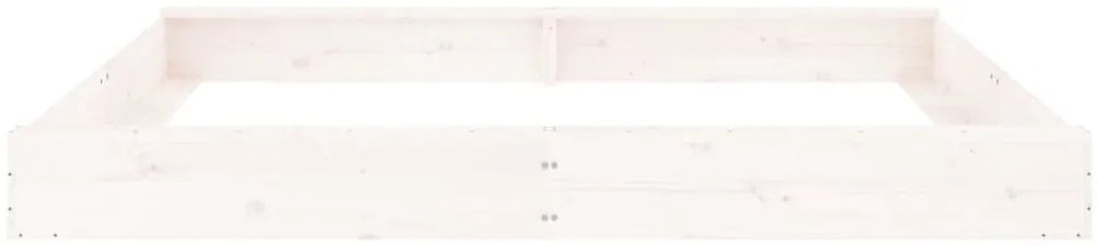 vidaXL Αμμοδόχος με Καθίσματα Λευκή Τετράγωνη από Μασίφ Ξύλο Πεύκου