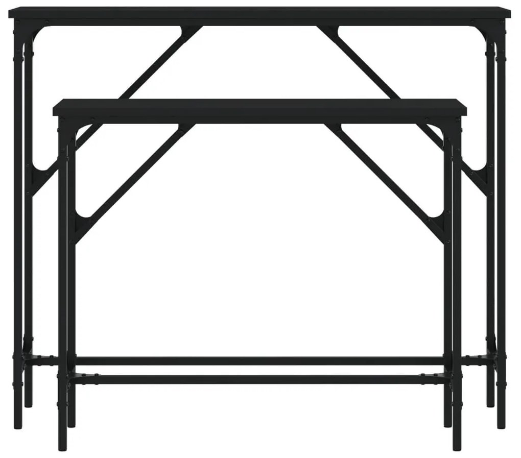 Τραπέζια Κονσόλες 2 τεμ. Μαύρα από Επεξεργασμένο Ξύλο - Μαύρο