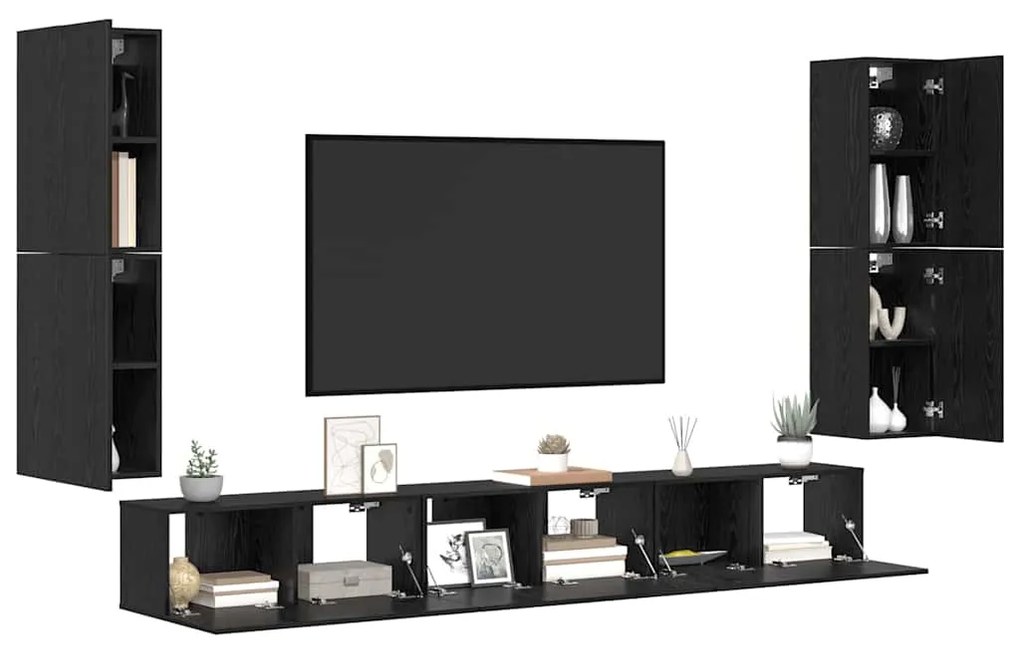 vidaXL Σετ επίπλου τηλεόρασης 5 pcs Μαύρη δρυς Επεξεργασμένο ξύλο