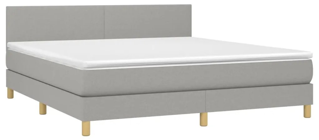 vidaXL Κρεβάτι Boxspring με Στρώμα Ανοιχτό Γκρι 180x200 εκ. Υφασμάτινο