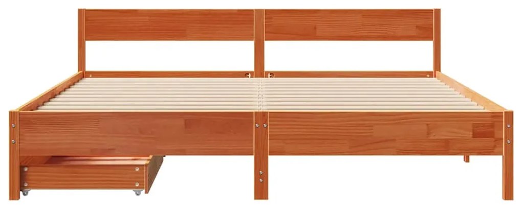 vidaXL Σκελετός Κρεβ. Χωρίς Στρώμα Καφέ Κεριού 200x200 εκ Μασίφ Πεύκο