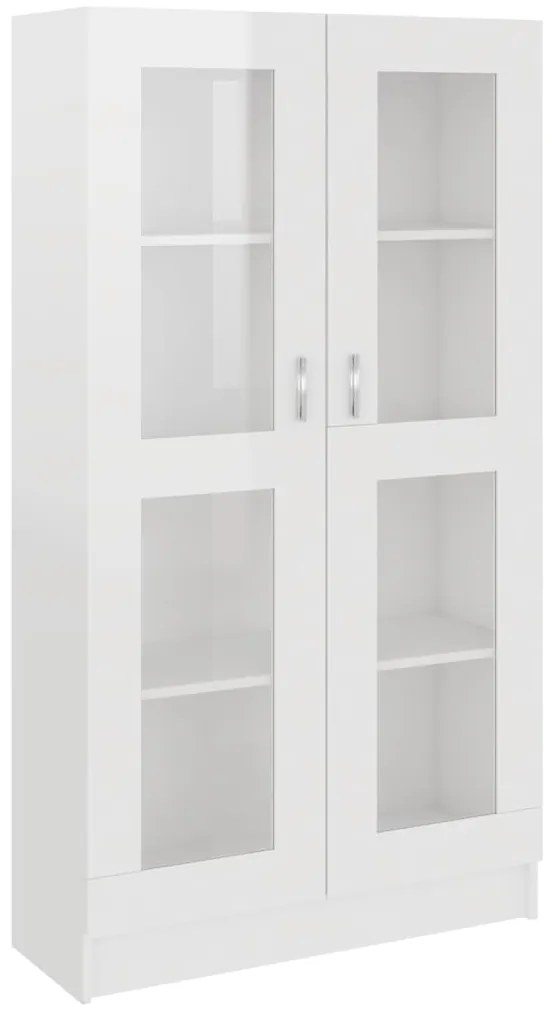 vidaXL Βιτρίνα Γυαλιστερό Λευκό 82,5 x 30,5 x 150 εκ. Επεξ. Ξύλο