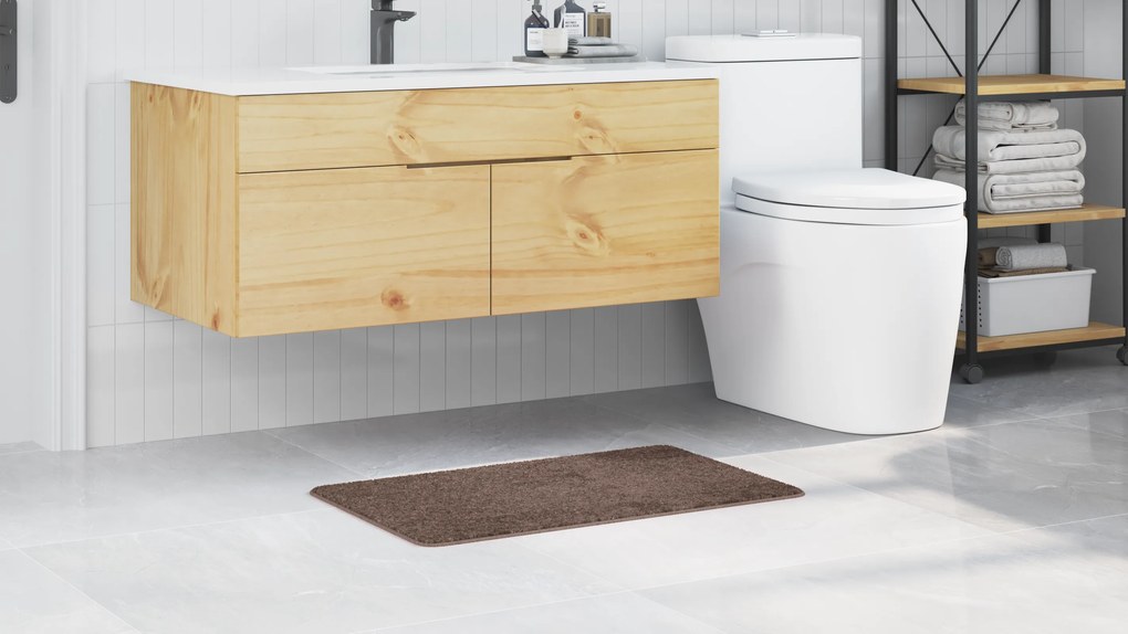 vidaXL Πατάκι Μπάνιου Ορθογώνιο Καφέ 50x80 εκ. Πολυπροπυλένιο Αντιολισθητικό
