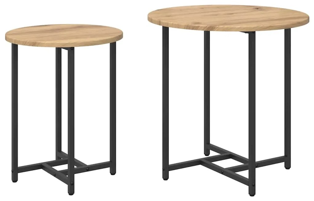 vidaXL Σετ βοηθητικά τραπεζάκια 2 pcs Δρυς Artisan και Μαύρο