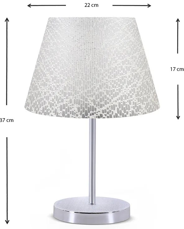 Φωτιστικό επιτραπέζιο Jules Megapap ύφασμα Pvc χρώμα λευκό/ασημί 22x17x37εκ.