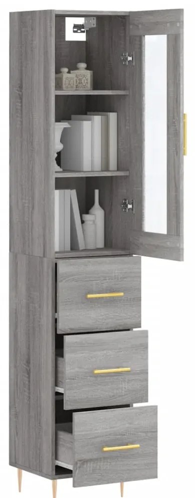 vidaXL Μπουφές Sonoma Γκρι 34,5 x 34 x 180 εκ. από Επεξεργασμένο Ξύλο