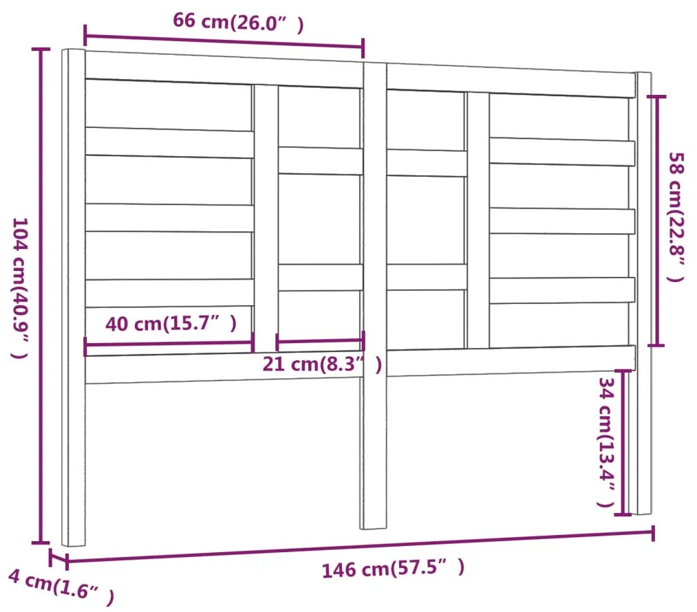 vidaXL Κεφαλάρι Κρεβατιού Μαύρο 146 x 4 x 104 εκ. Μασίφ Ξύλο Πεύκου