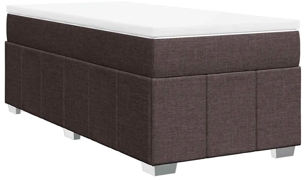 vidaXL Κρεβάτι Boxspring με Στρώμα Σκούρο Καφέ 100x200 εκ. Υφασμάτινο