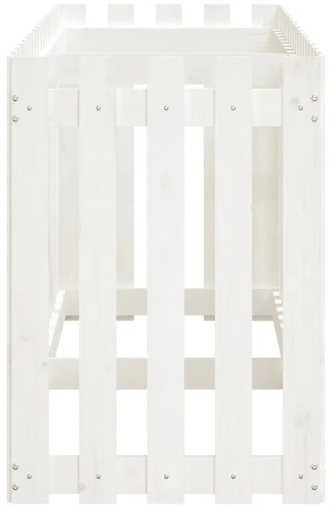 vidaXL Ζαρντινιέρα με Σχέδιο Φράχτη Λευκή 200x50x70 εκ. Μασίφ Πεύκο
