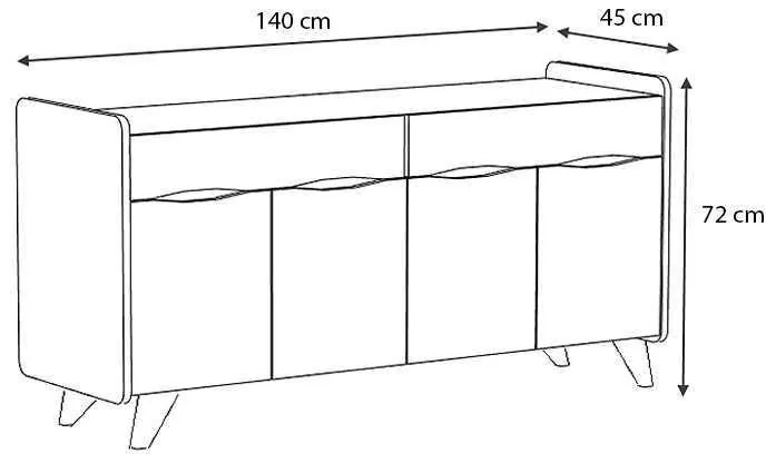 Μπουφές μελαμίνης Sila Megapap χρώμα λευκό - γκρι 140x45x77εκ.