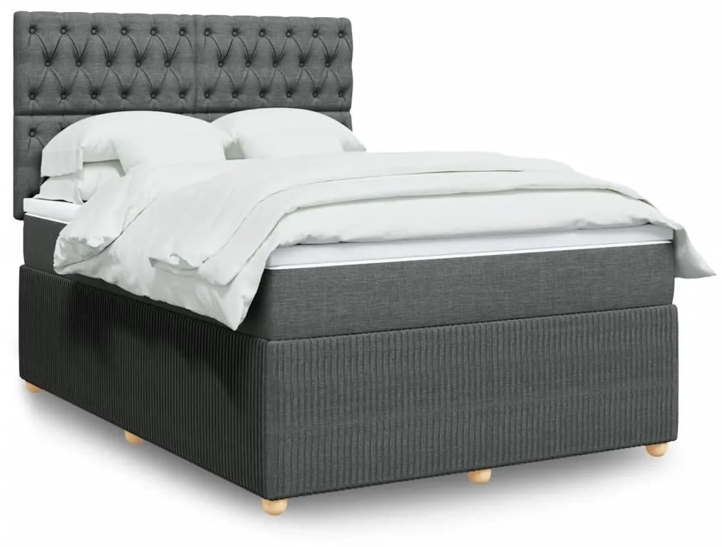 ΚΡΕΒΑΤΙ BOXSPRING ΜΕ ΣΤΡΩΜΑ ΣΚΟΥΡΟ ΓΚΡΙ 140X200 ΕΚ ΥΦΑΣΜΑΤΙΝΟ 3292087