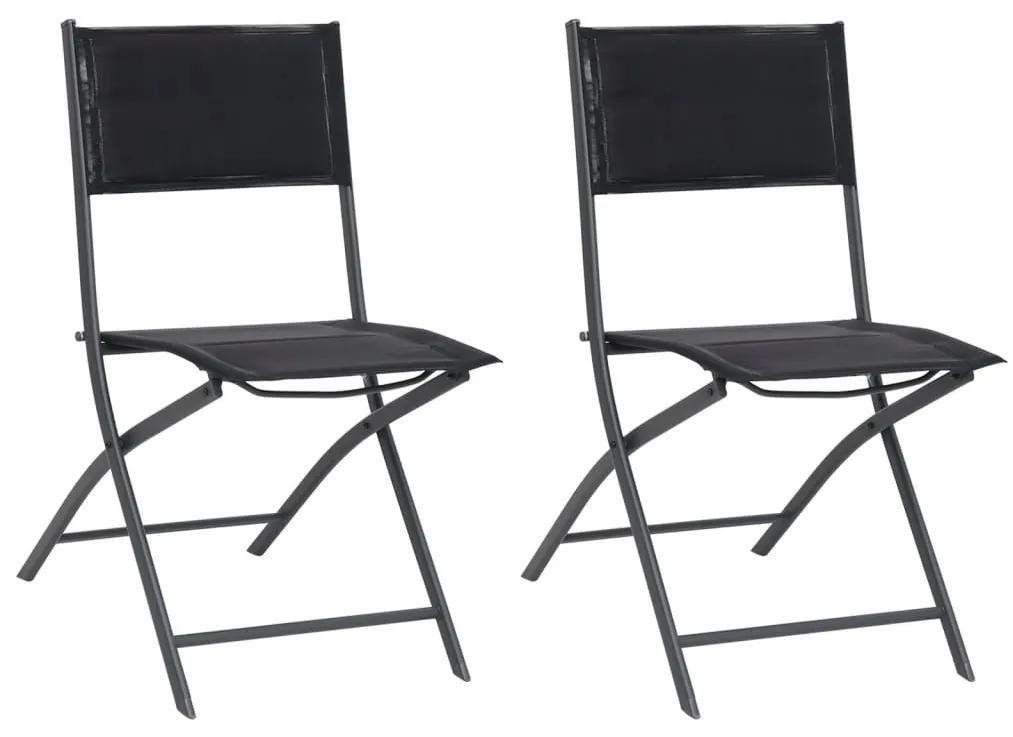 Καρέκλες Εξωτερικού Χώρου Πτυσσόμενες 2 τεμ. Ατσάλι/Textilene - Μαύρο