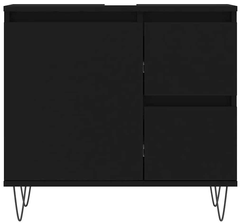 vidaXL Ντουλάπι Μπάνιου Μαύρο 65x33x60 εκ. Επεξεργασμένο Ξύλο