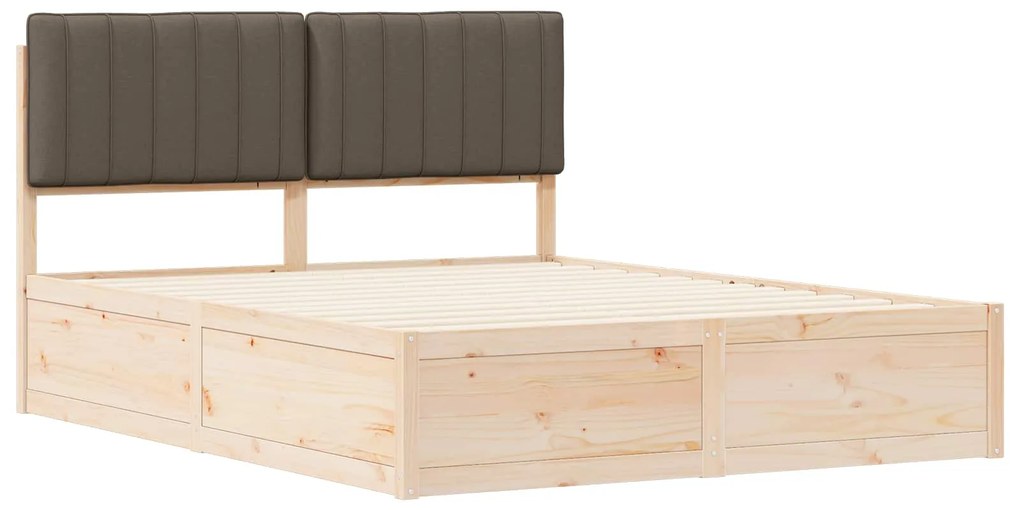 vidaXL Σκελετός Κρεβατιού με Επενδεδυμένο Κεφαλάρι Taupe 160 x 200 cm