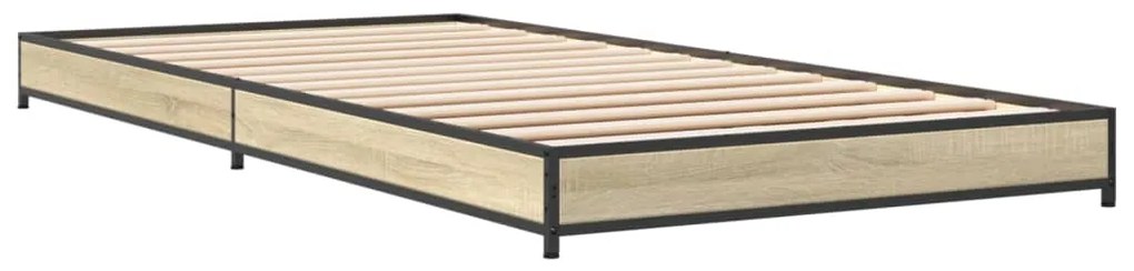 vidaXL Πλαίσιο Κρεβατιού Sonoma Δρυς 100x200 εκ. Επεξ. Ξύλο &amp; Μέταλλο