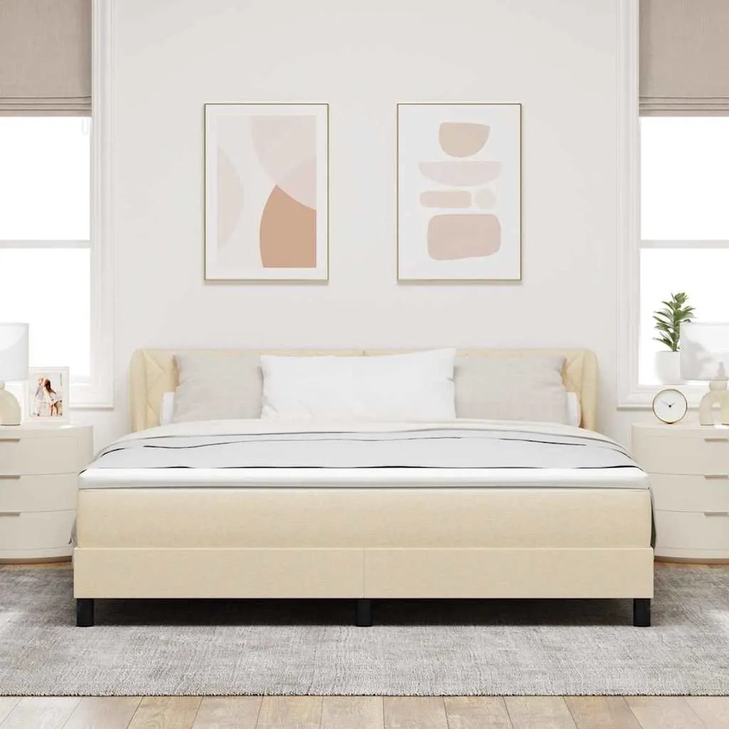 vidaXL Κρεβάτι box spring με στρώμα με στρώμα Κρεμ 180 x 200 cm ύφασμα