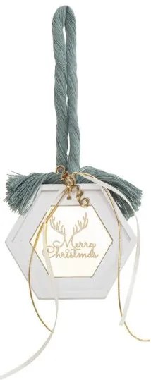 Beauty Home ΚΡΕΜΑΣΤΟ ΠΟΛΥΓΩΝΟ ΚΕΡΑΜΙΚΟ ΜΕ PLEXI MERRY CHRISTMAS ΓΑΛΑΖΟΠΡΑΣΙΝΟ