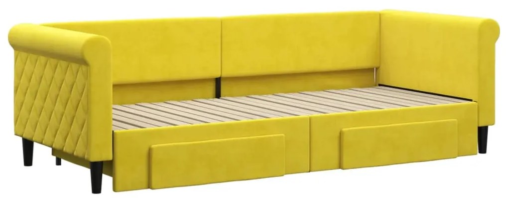 vidaXL Καναπές Κρεβάτι Συρόμενος Κίτρινο 80x200εκ. Βελούδινος Συρτάρια