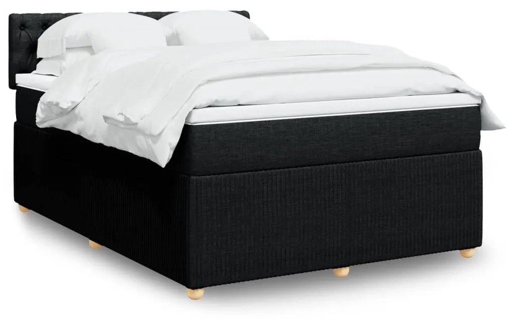 vidaXL Κρεβάτι Boxspring με Στρώμα Μαύρο 160x200 εκ. Υφασμάτινο