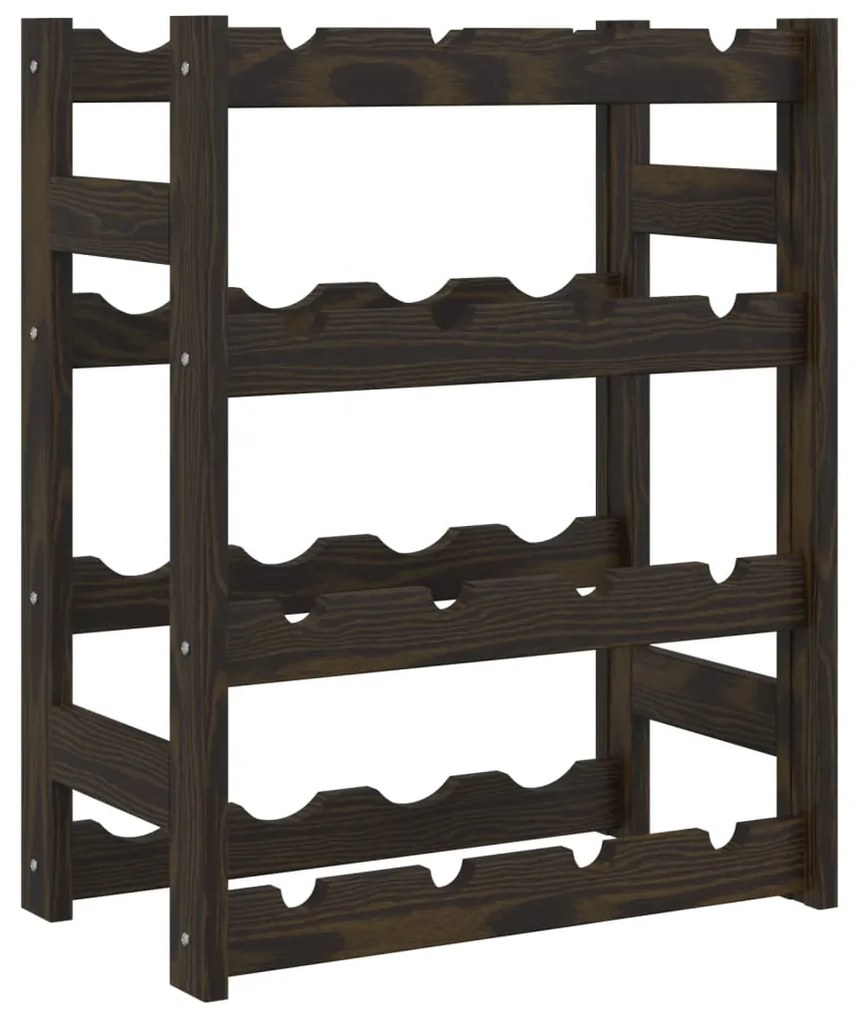 vidaXL Ραφιέρα Κρασιών για 16 Μπουκάλια Μαύρο από Μασίφ Ξύλο Πεύκου