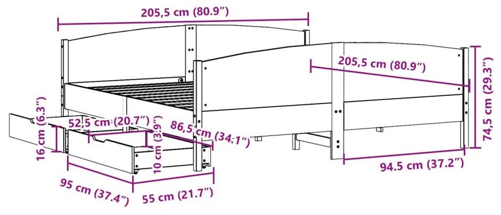 Σκελετός Κρεβ. Χωρίς Στρώμα Καφέ Κεριού 200x200 εκ Μασίφ Πεύκο - Καφέ