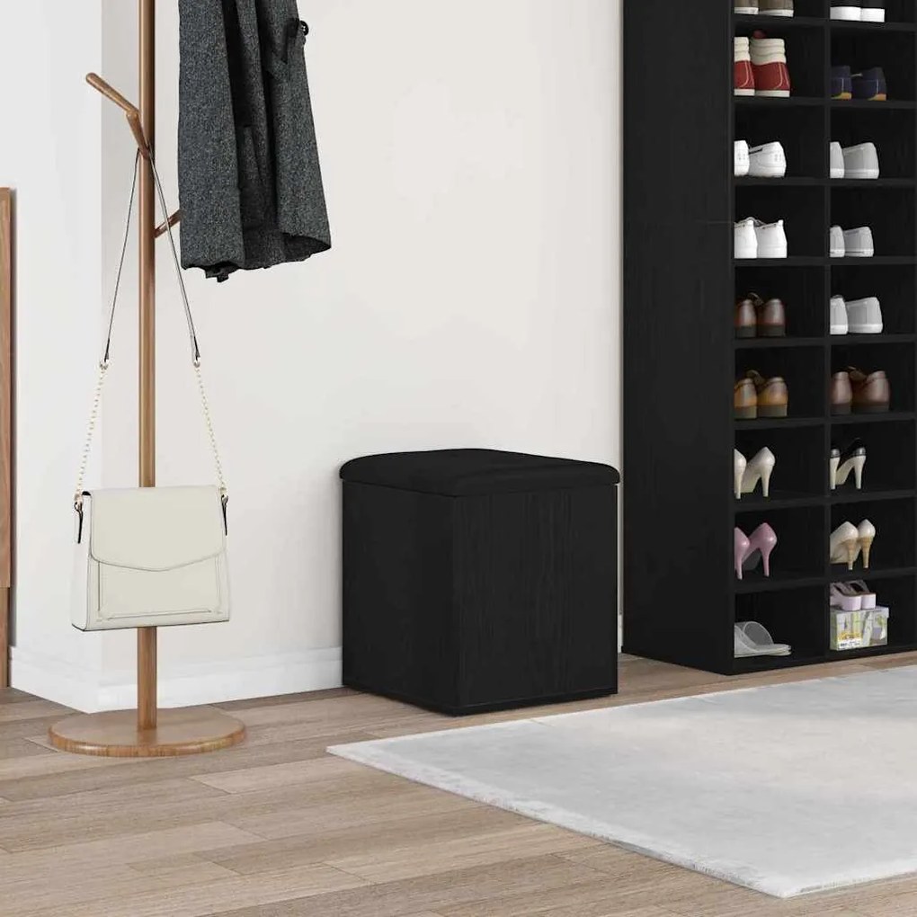 vidaXL Παγκάκι Αποθήκευσης με μαξιλάρι Μαύρη δρυς 42 x 42 x 45 cm