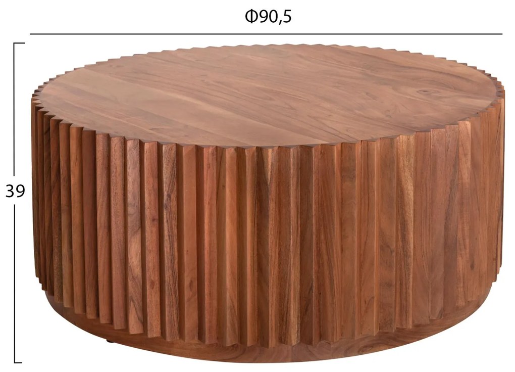 Τραπεζάκι σαλονιού SEDGE C9695 Στρόγγυλο Μασίφ Ακακία σε Φυσικό Φ90x38Υεκ. 90x90x38 εκ.
