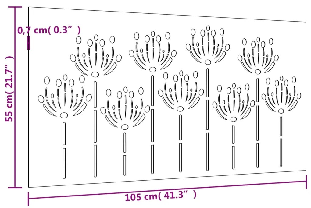 Διακοσμητικό Κήπου Σχέδιο Λουλούδια 105x55 εκ. Ατσάλι Corten - Καφέ