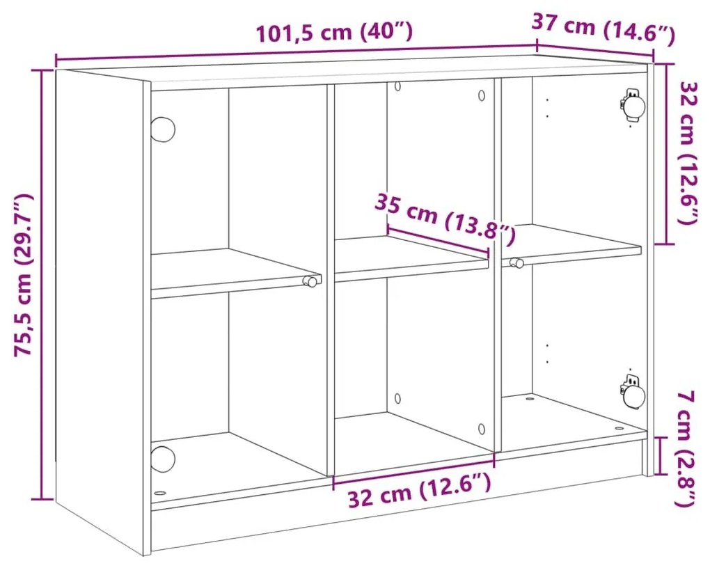 Μπουφές Καπνιστή Δρυς 102x37x75,5 εκ. Επεξεργασμένο Ξύλο - Καφέ